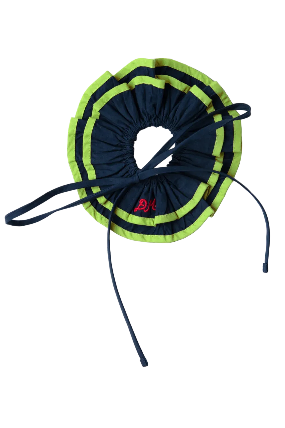 Piping Tie Scrunchie - Navy/Lime