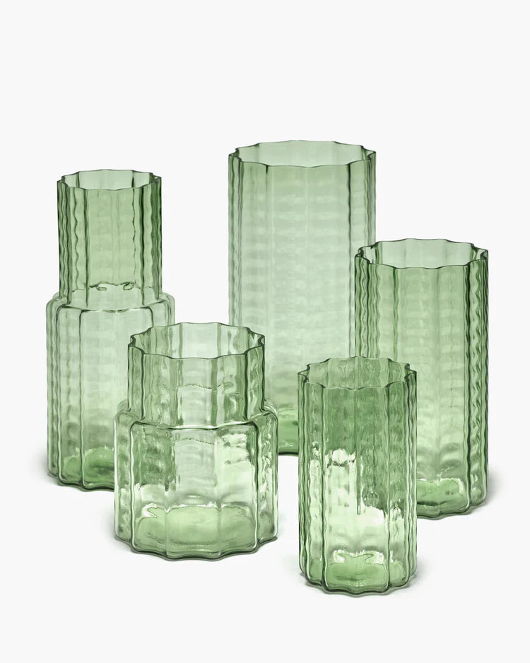 Vase N1 Green Transparent Waves