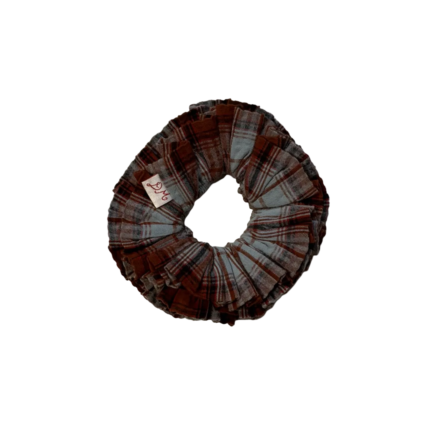 Garter Scrunchie, Blue Fog Multi Check