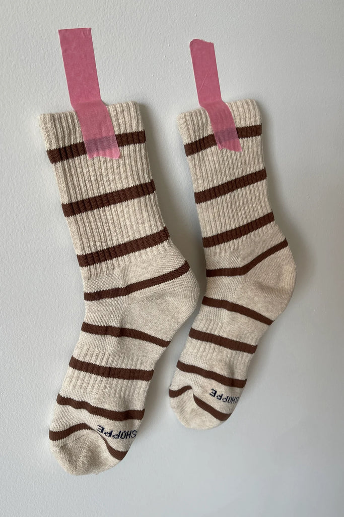 Striped Boyfried Socks - Flax