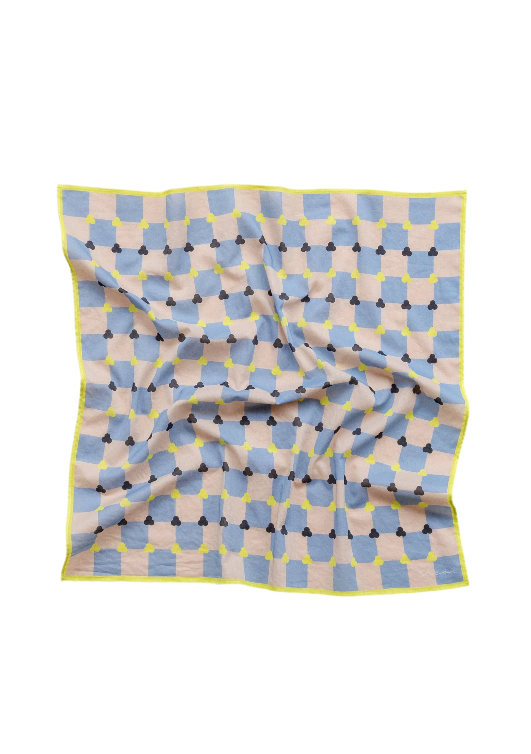 Cotton Scarf in Blue Checkerboard