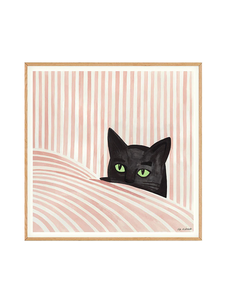 Black Cat in Bed Poster