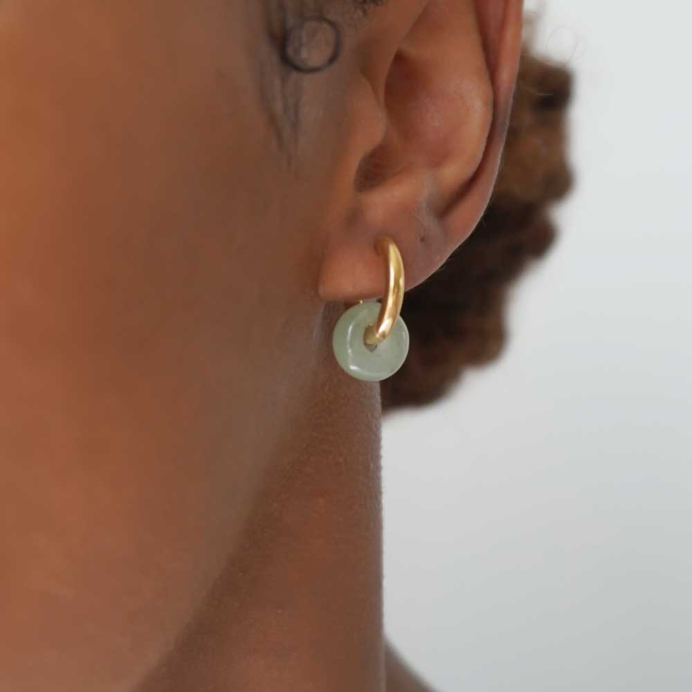 Mint Agate Hoops - Gold