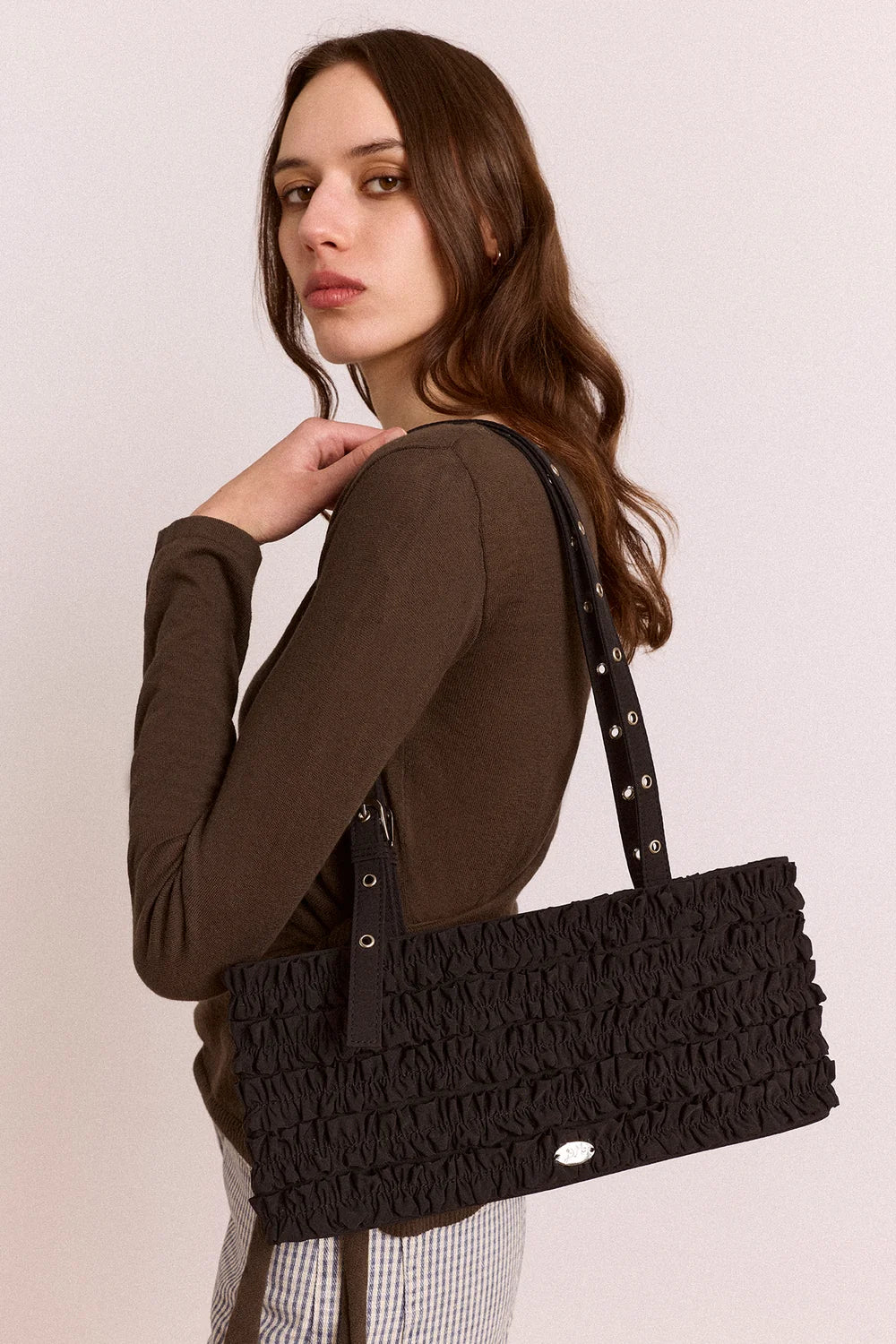 Sophia Ruffle Bag - Black