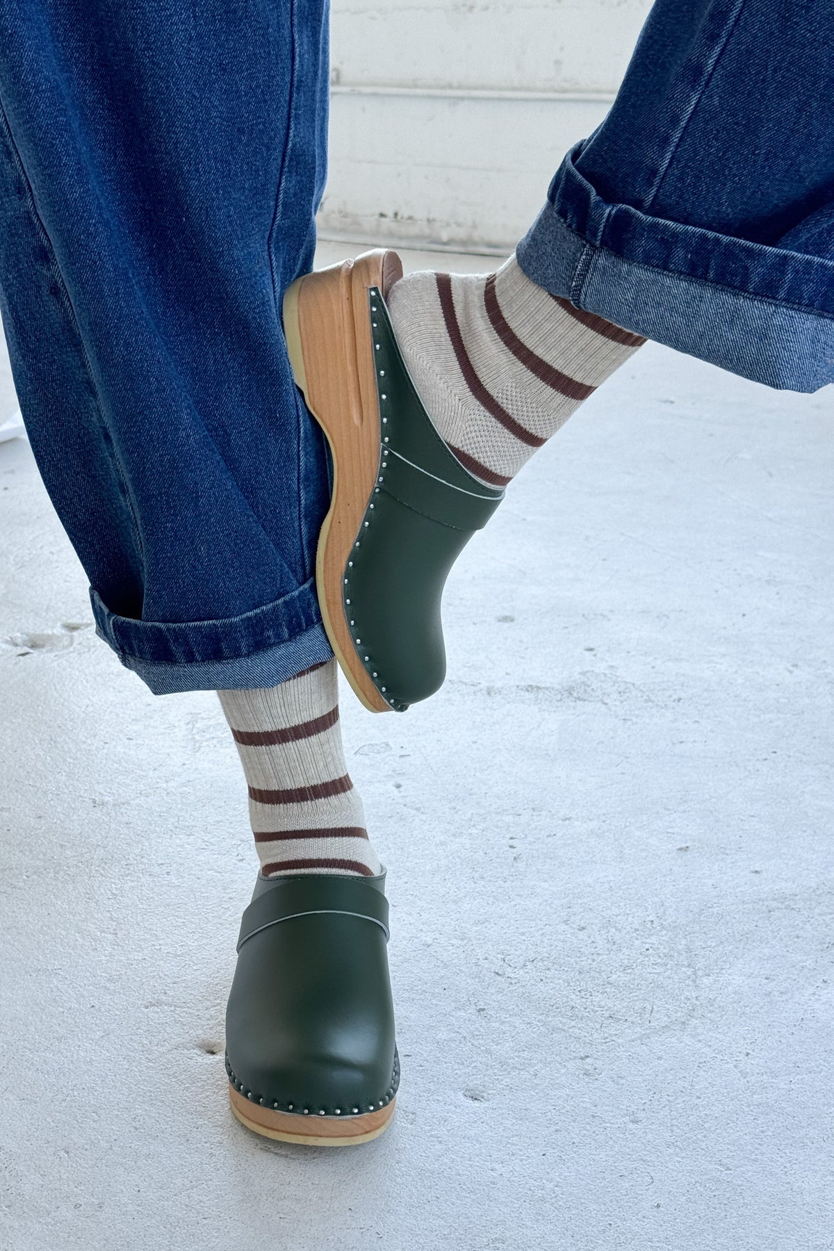 Striped Boyfried Socks - Flax