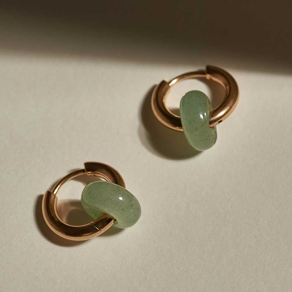 Mint Agate Hoops - Gold