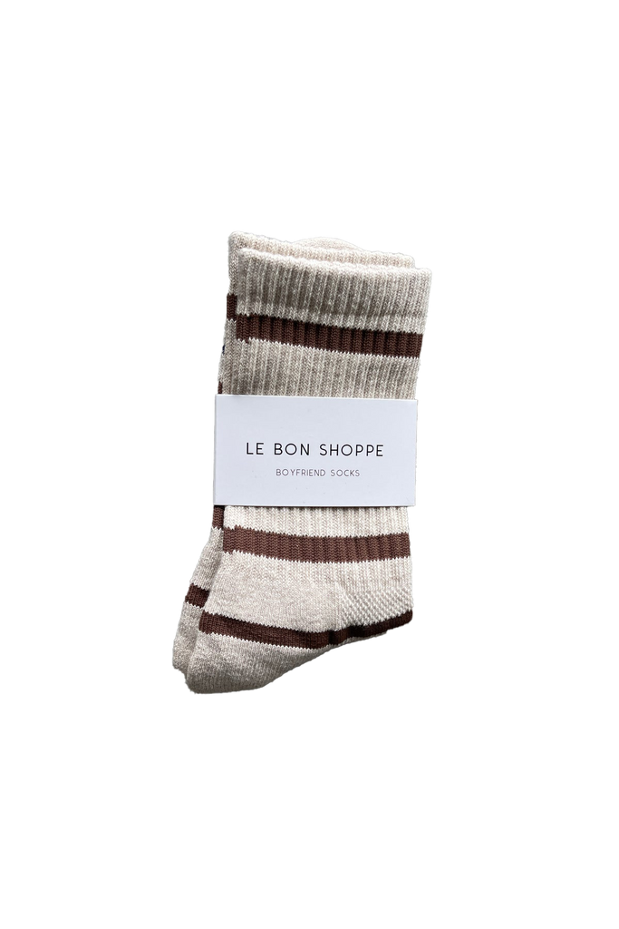 Striped Boyfried Socks - Flax