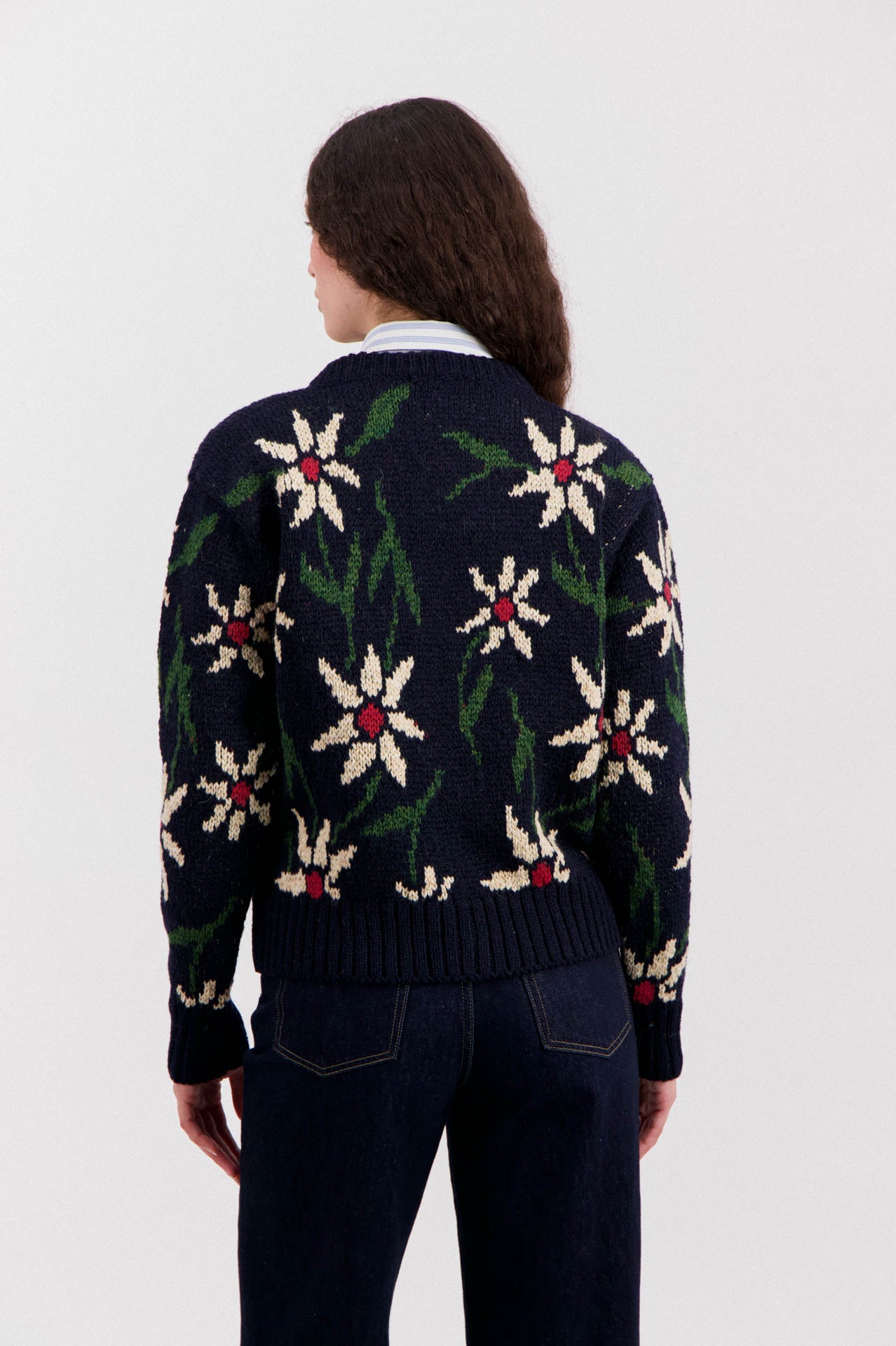 Flower Cardigan - Navy