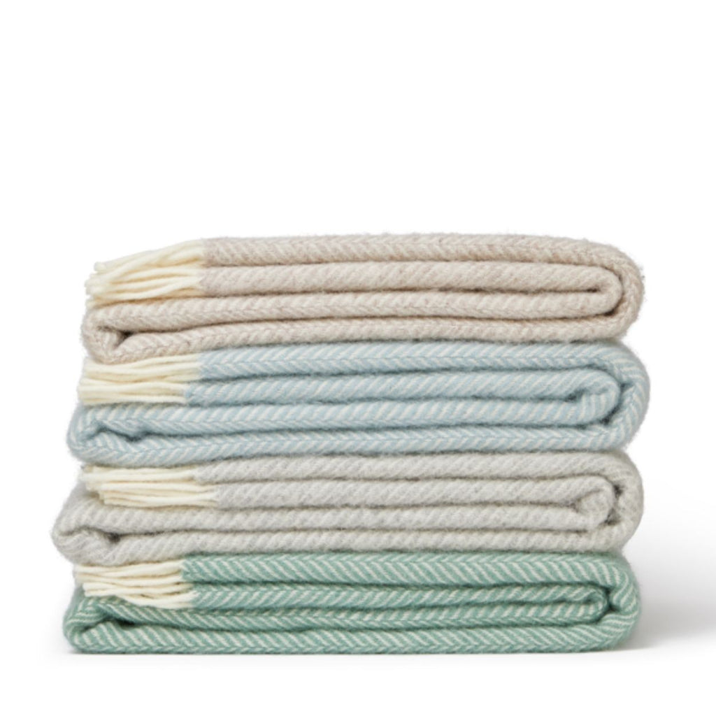 100 Wool Fishbone Throw Sea Green Still Life Story