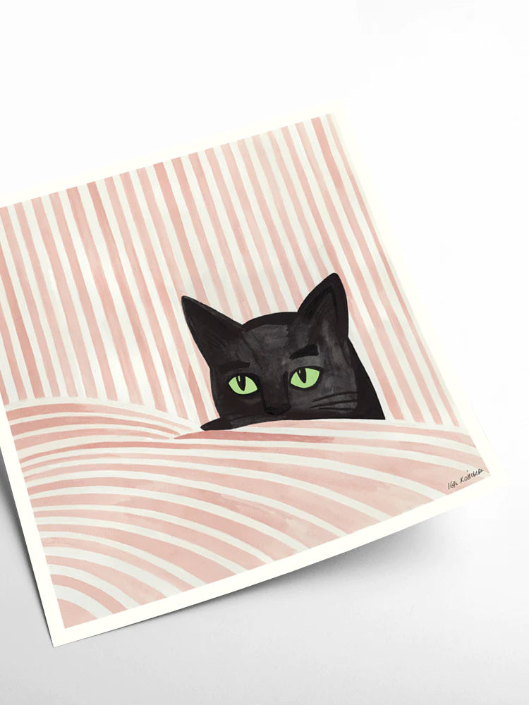 Black Cat in Bed Poster