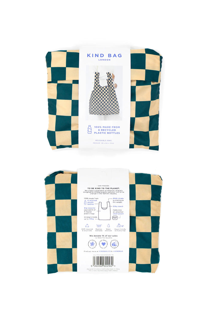 Kind Bag - Teal & Beige Chequer Board
