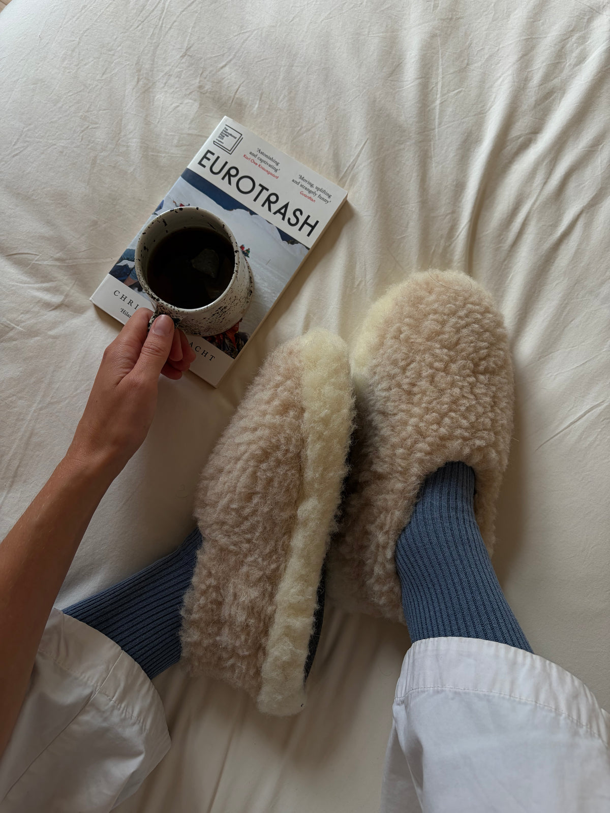 Full Wool Slippers - Beige