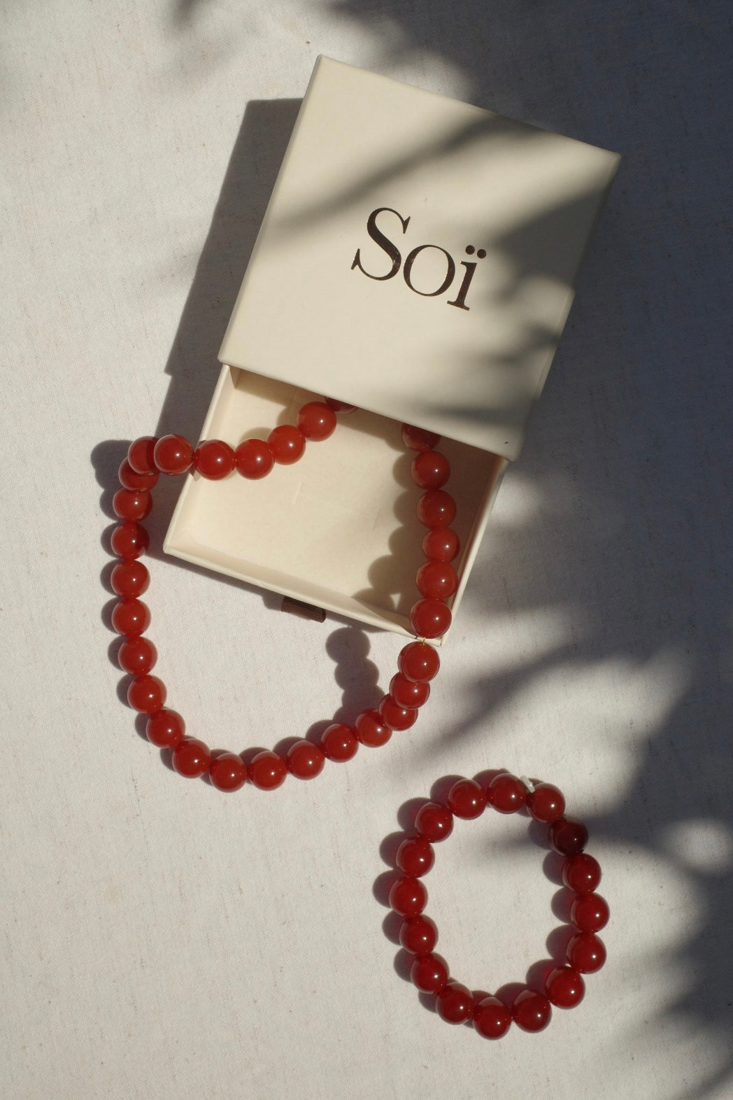 Chunky Red Jade Stretch Bracelet