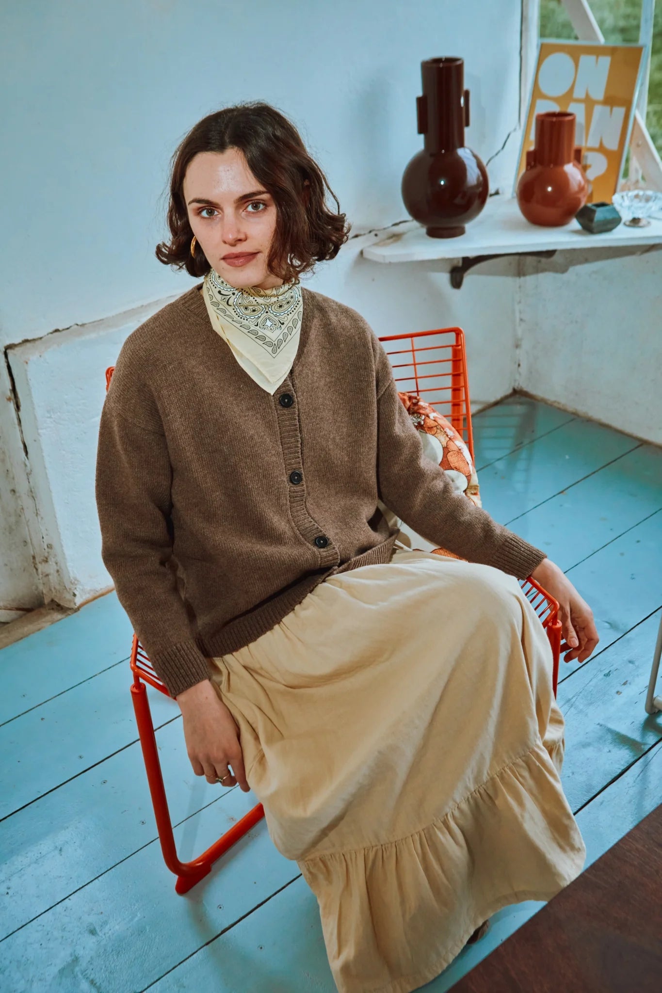 Pétale Wool Adult Cardigan - Brown Caribou