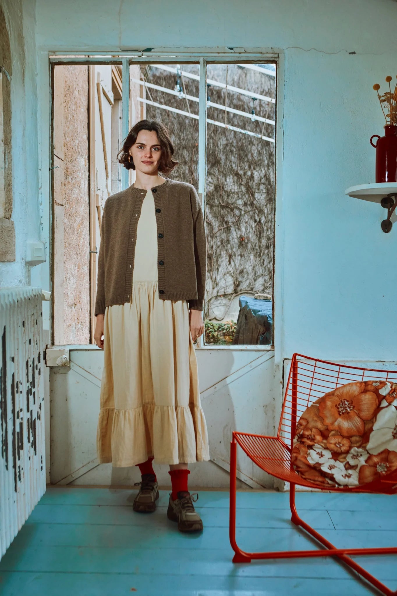 Pétale Wool Adult Cardigan - Brown Caribou