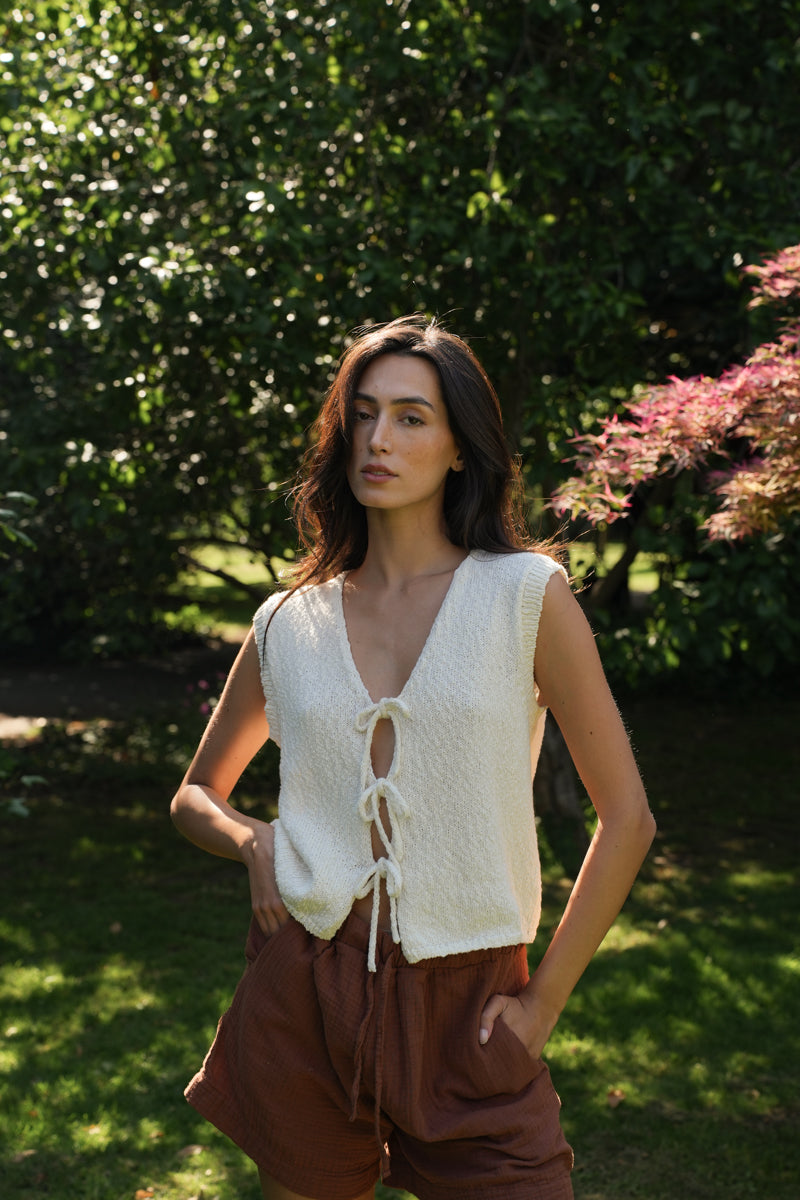 Florence Cotton Linen Knit Vest