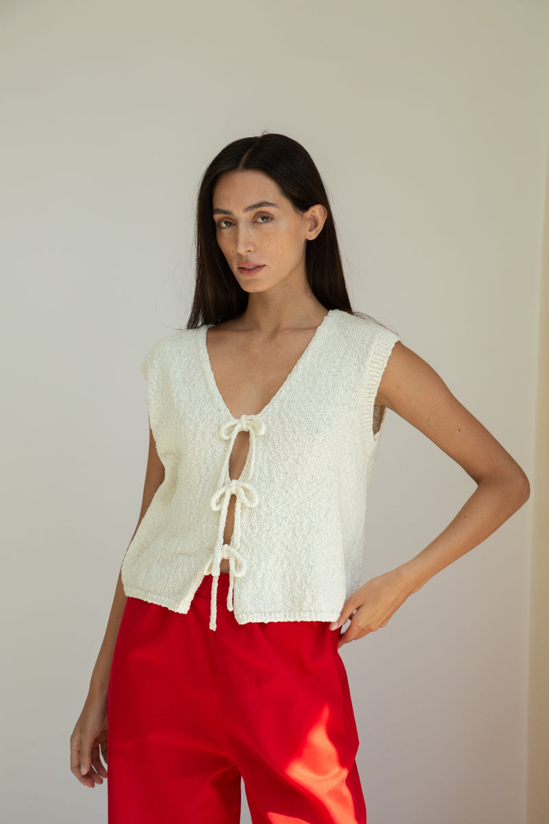 Florence Cotton Linen Knit Vest