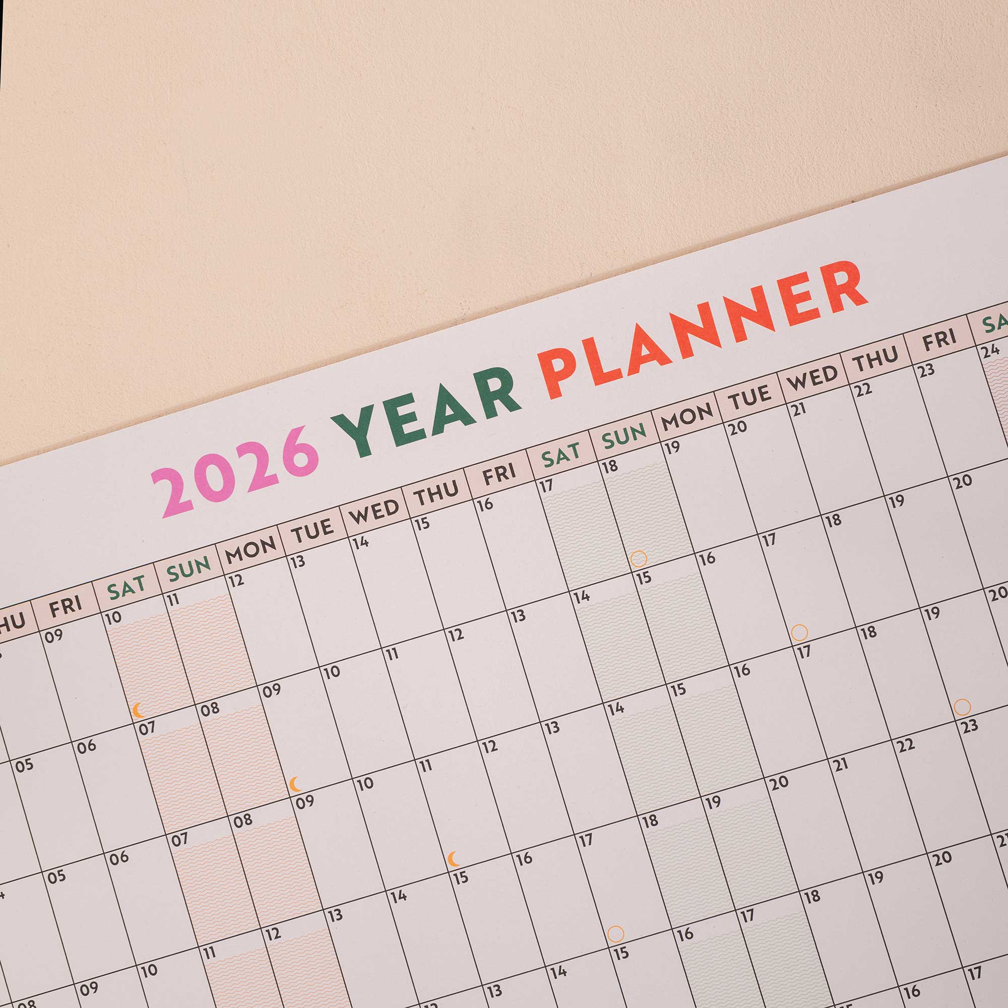 2026 A1 Year Wall Planner | Landscape | Work Hard, Play Nice