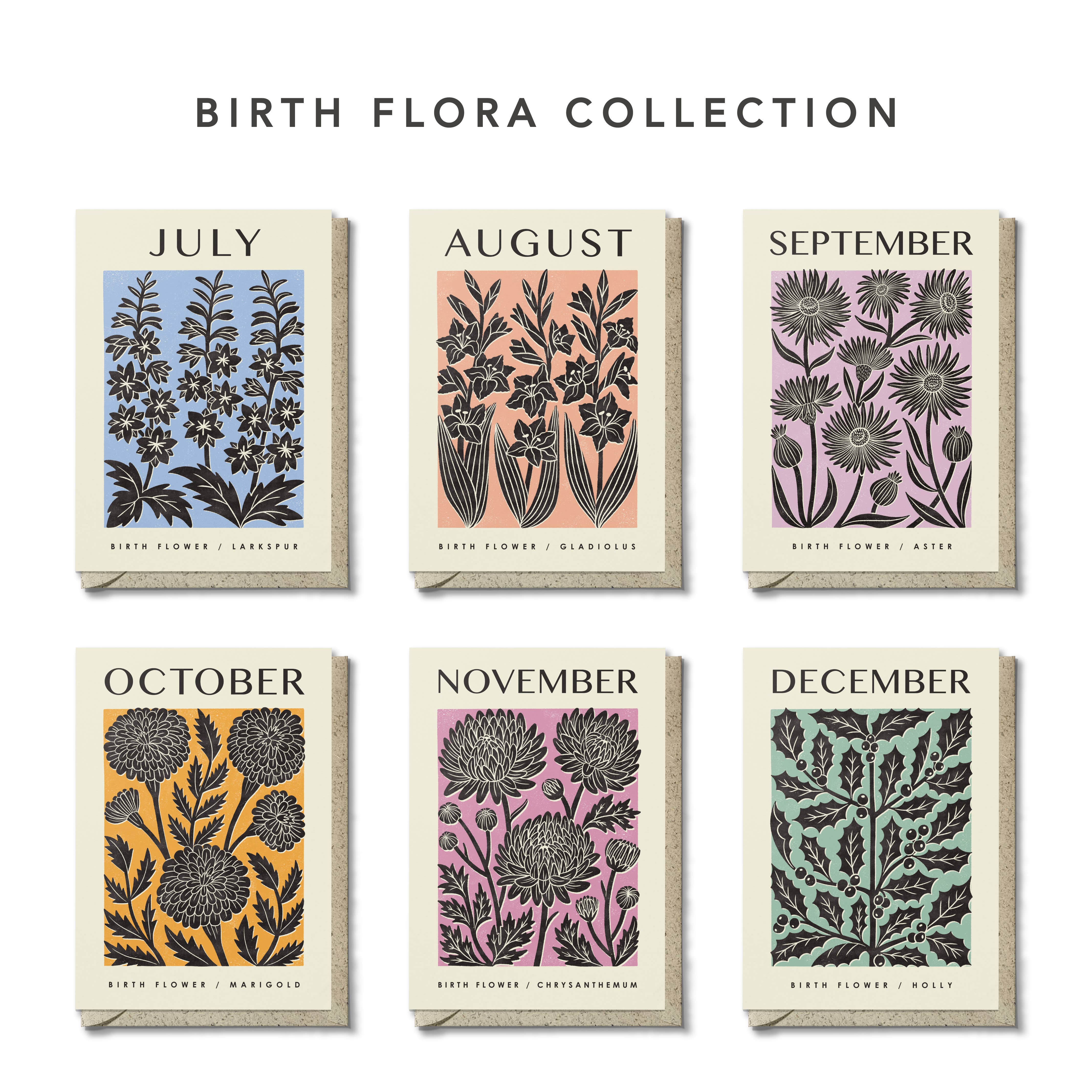 July Larkspur | Birth Flower Reusable Greeting Card