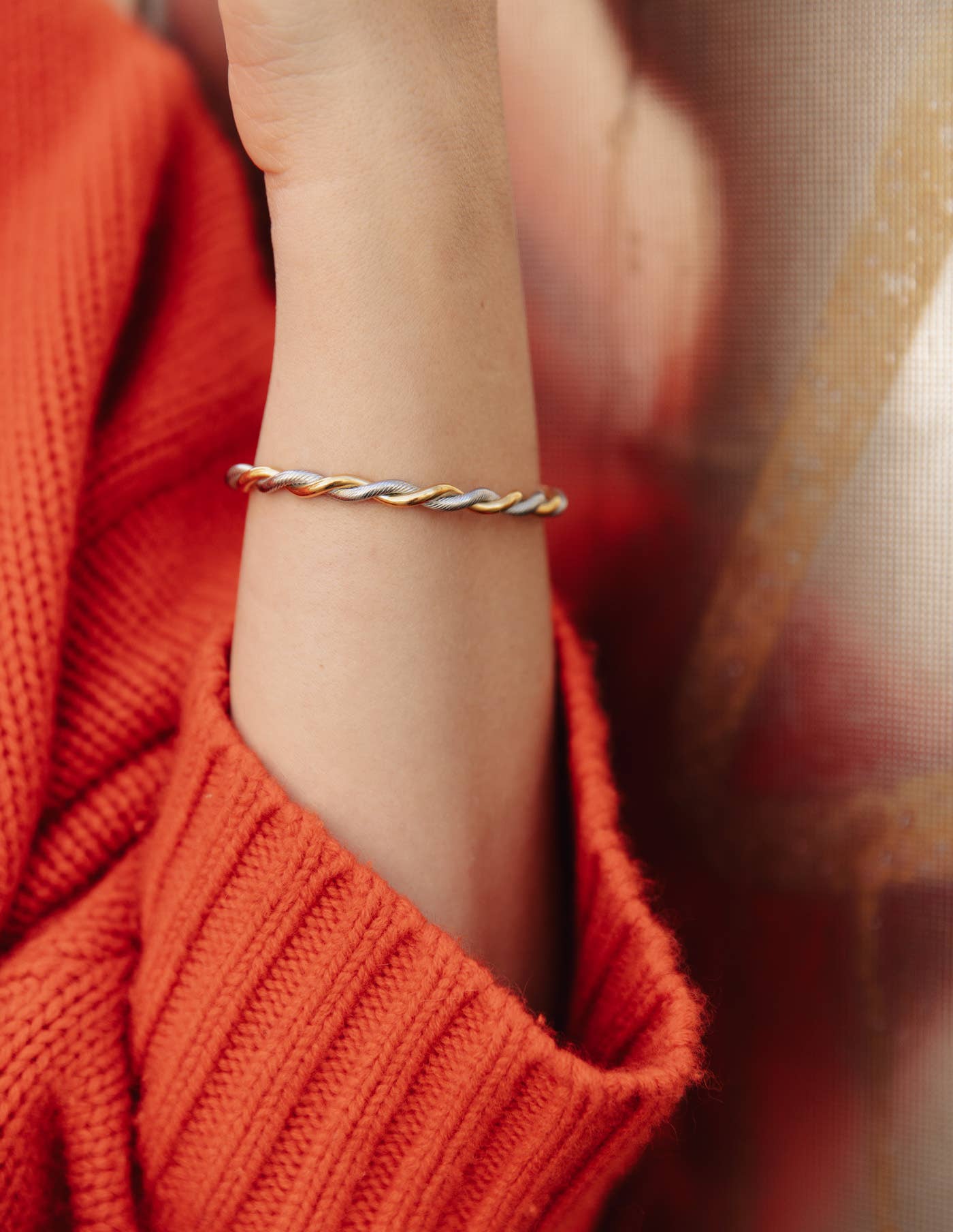 Twist Cuff Bangle - Two Tone