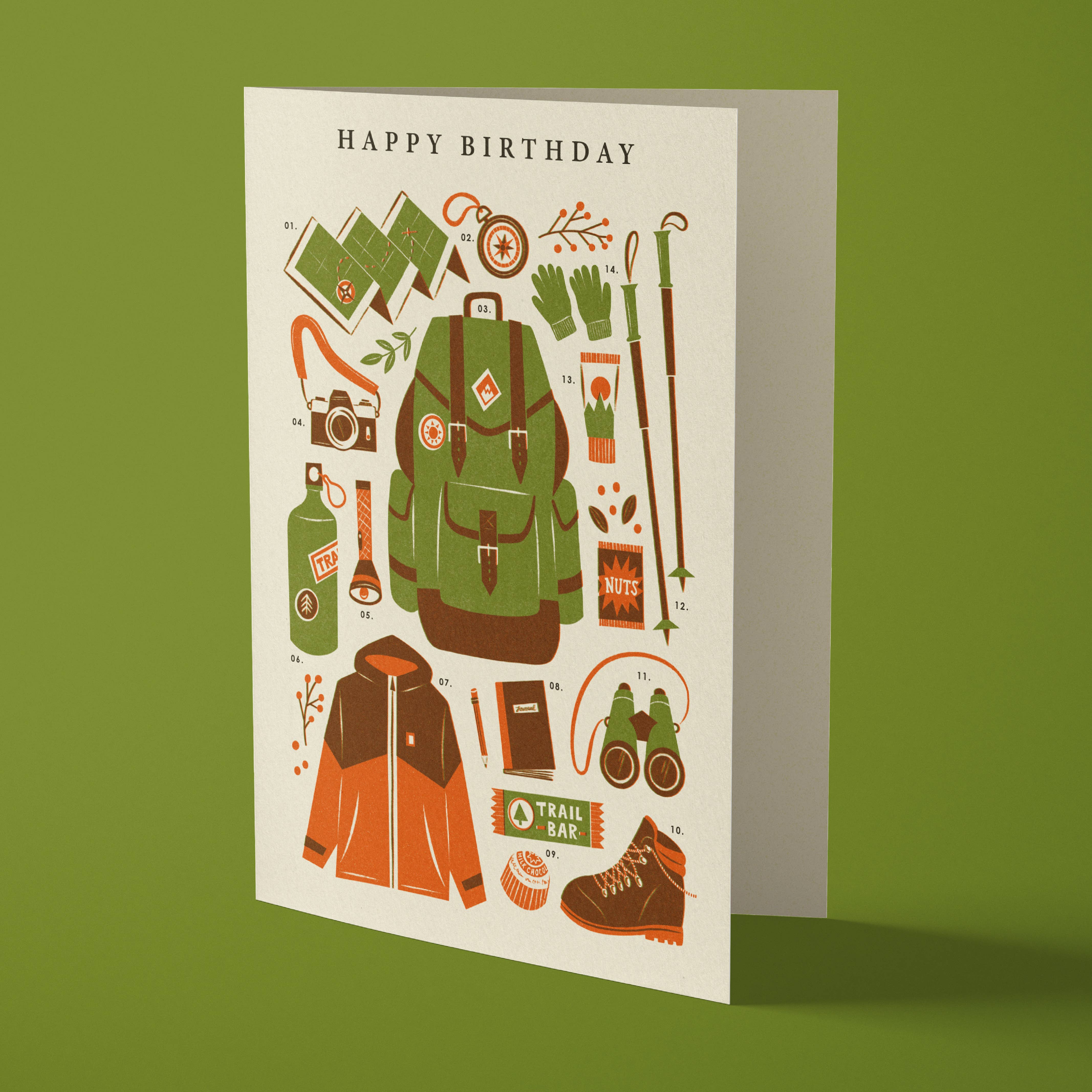 Hiking Kit | Outdoor Walking Vintage Style Birthday Card