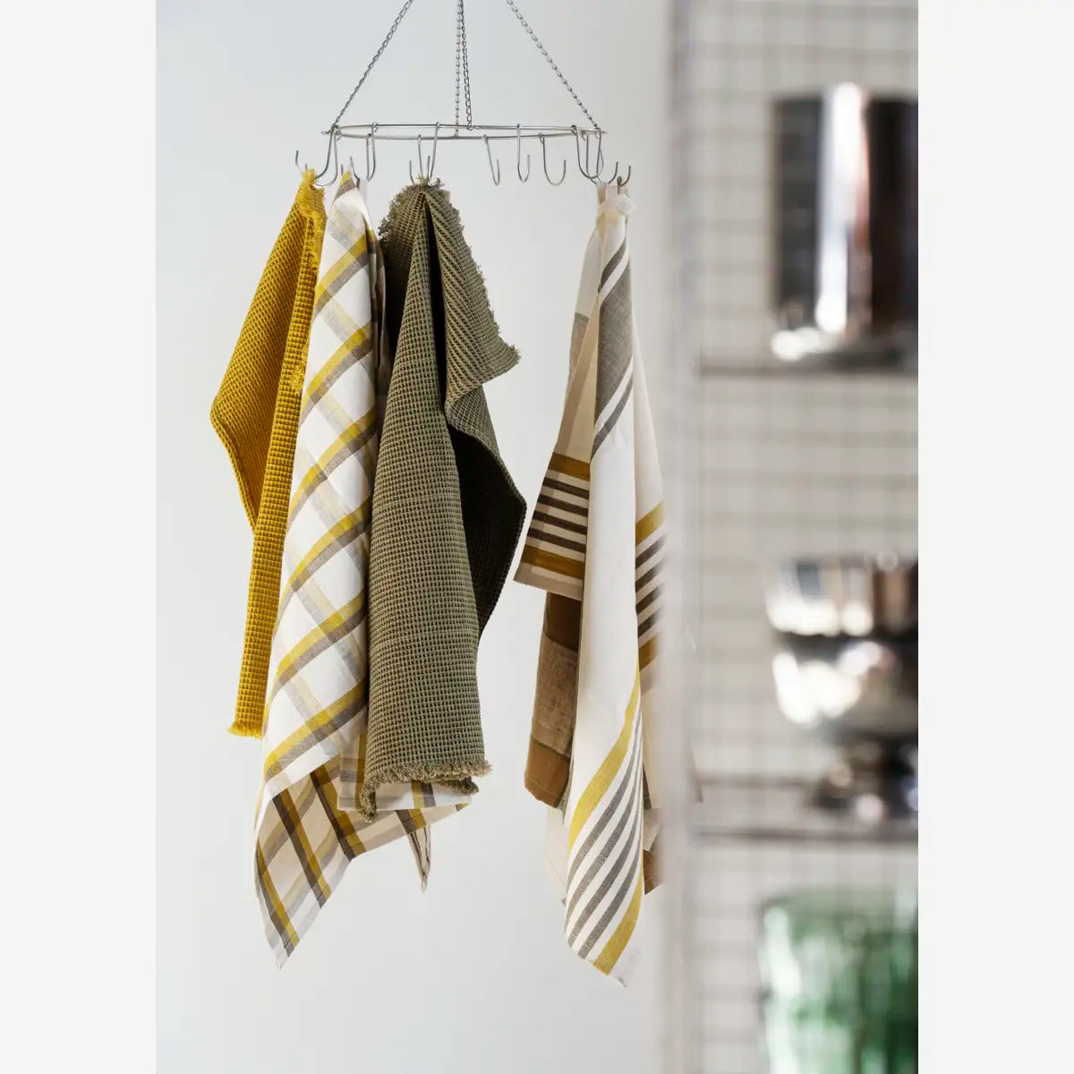 Checked Pumpkin Kitchen Towel - Khaki