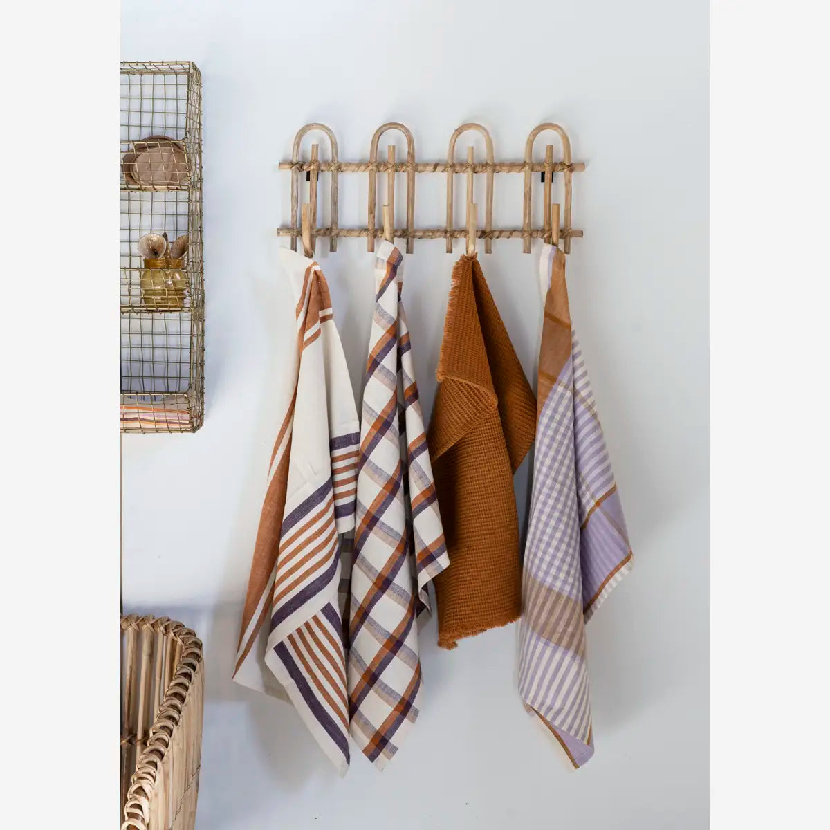 Checked Pumpkin Kitchen Towel - Lilac