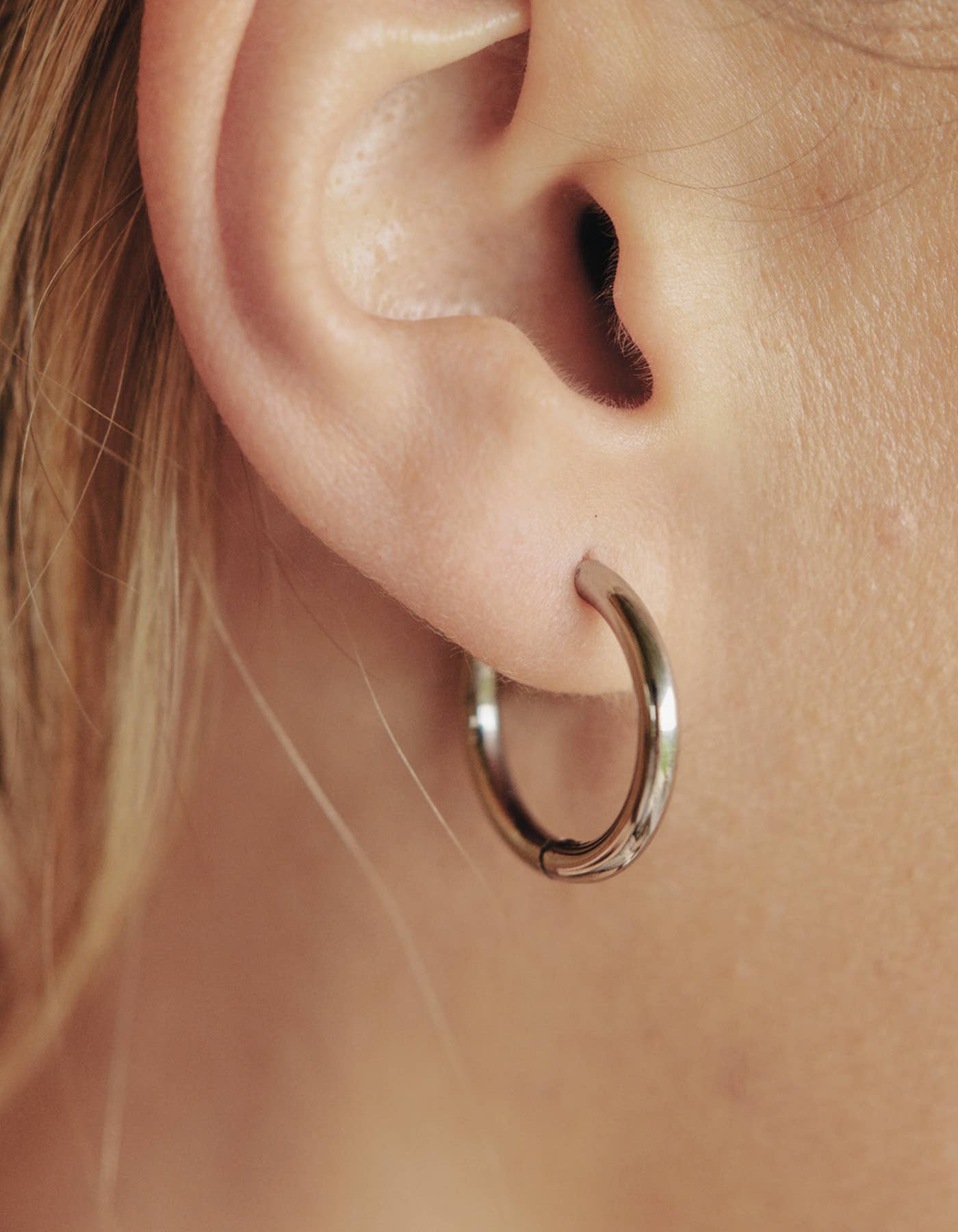 Silver Hoop Earrings - 1.5cm, Waterproof