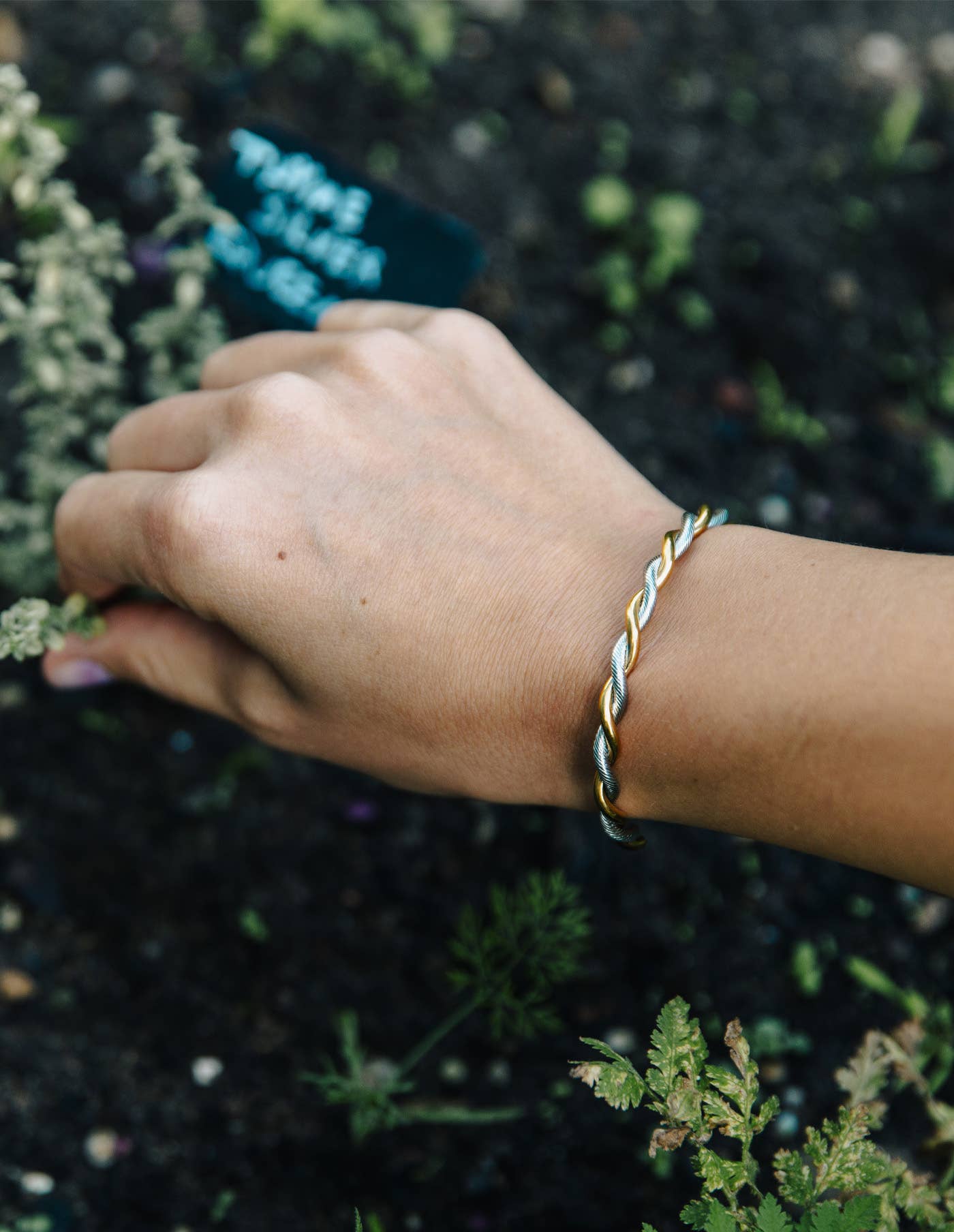 Twist Cuff Bangle - Two Tone