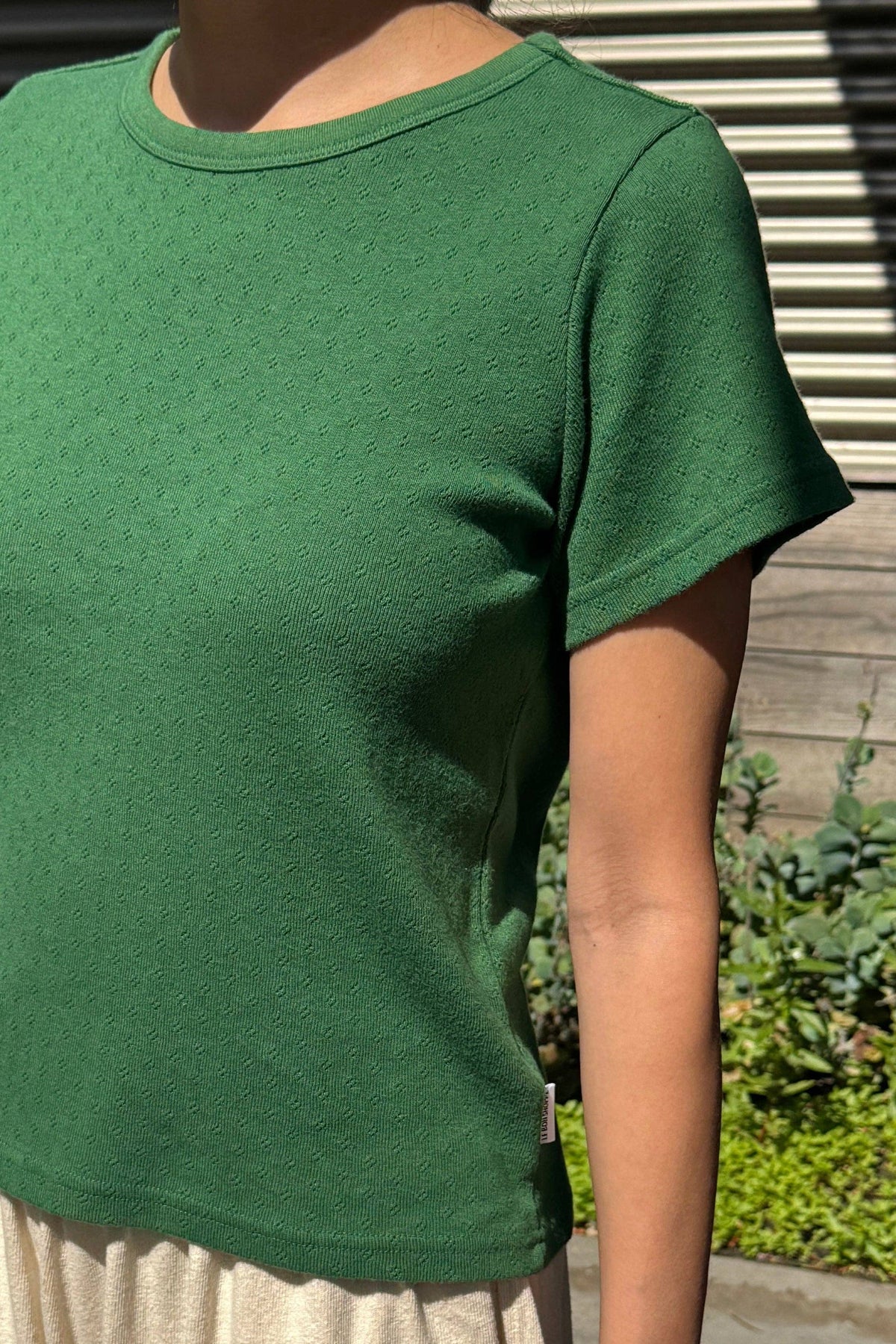 Pointelle Babe Tee - Moss Green