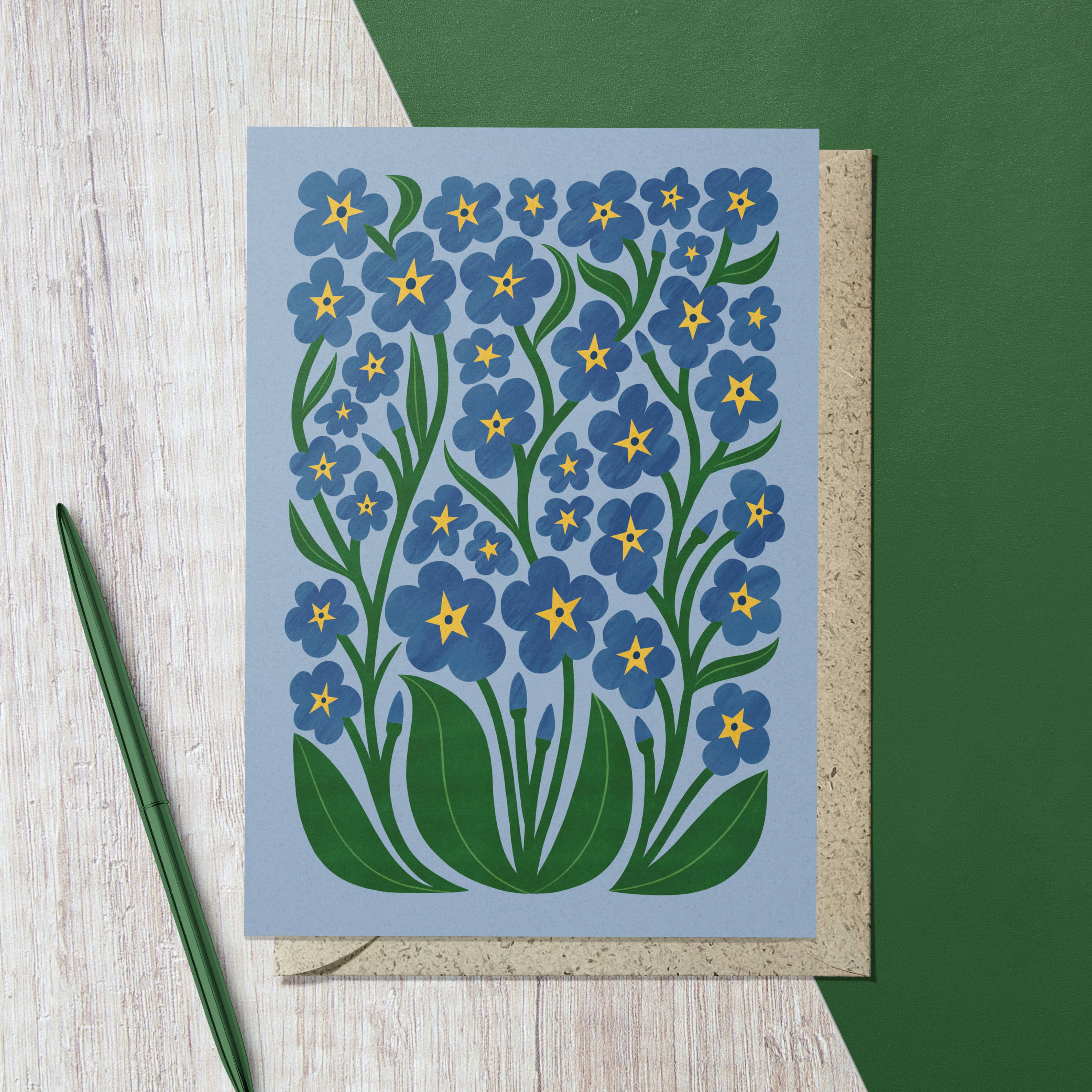 Forget Me Not | Modern-Retro Floral Reusable Greeting Card