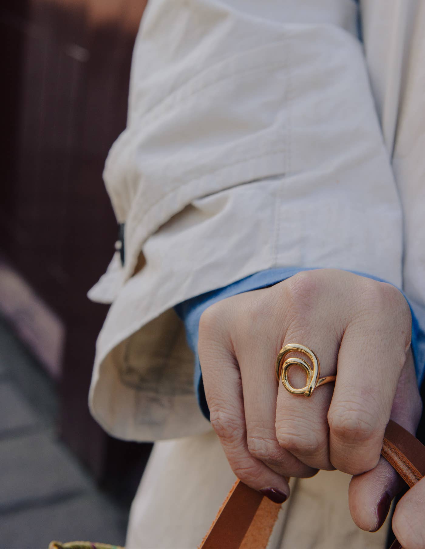 Gold Spiral Swirl Ring, Waterproof