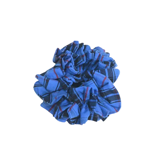 Garter Scrunchie Blue Tartan