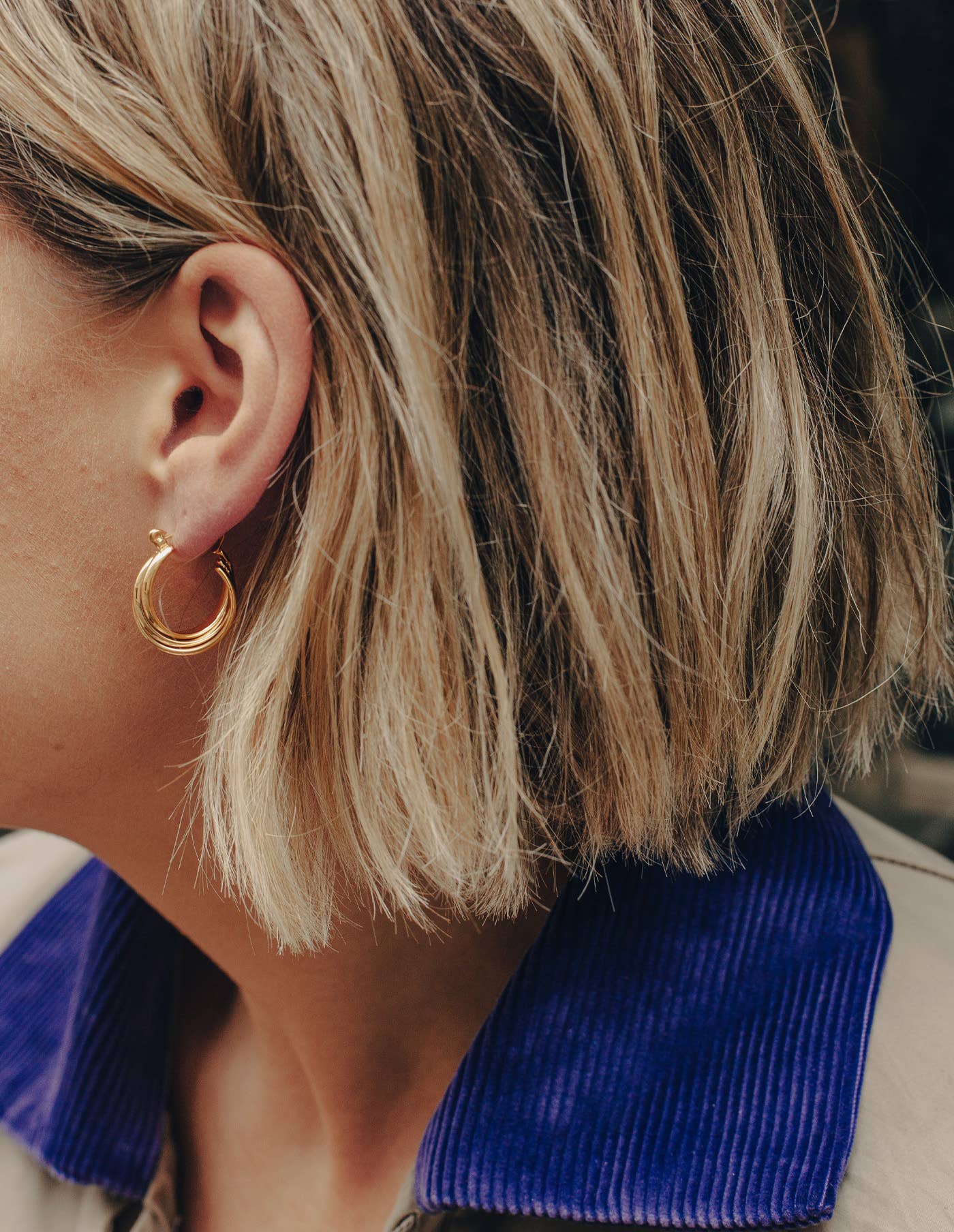 Gold Triple Entwine Hoop Earrings