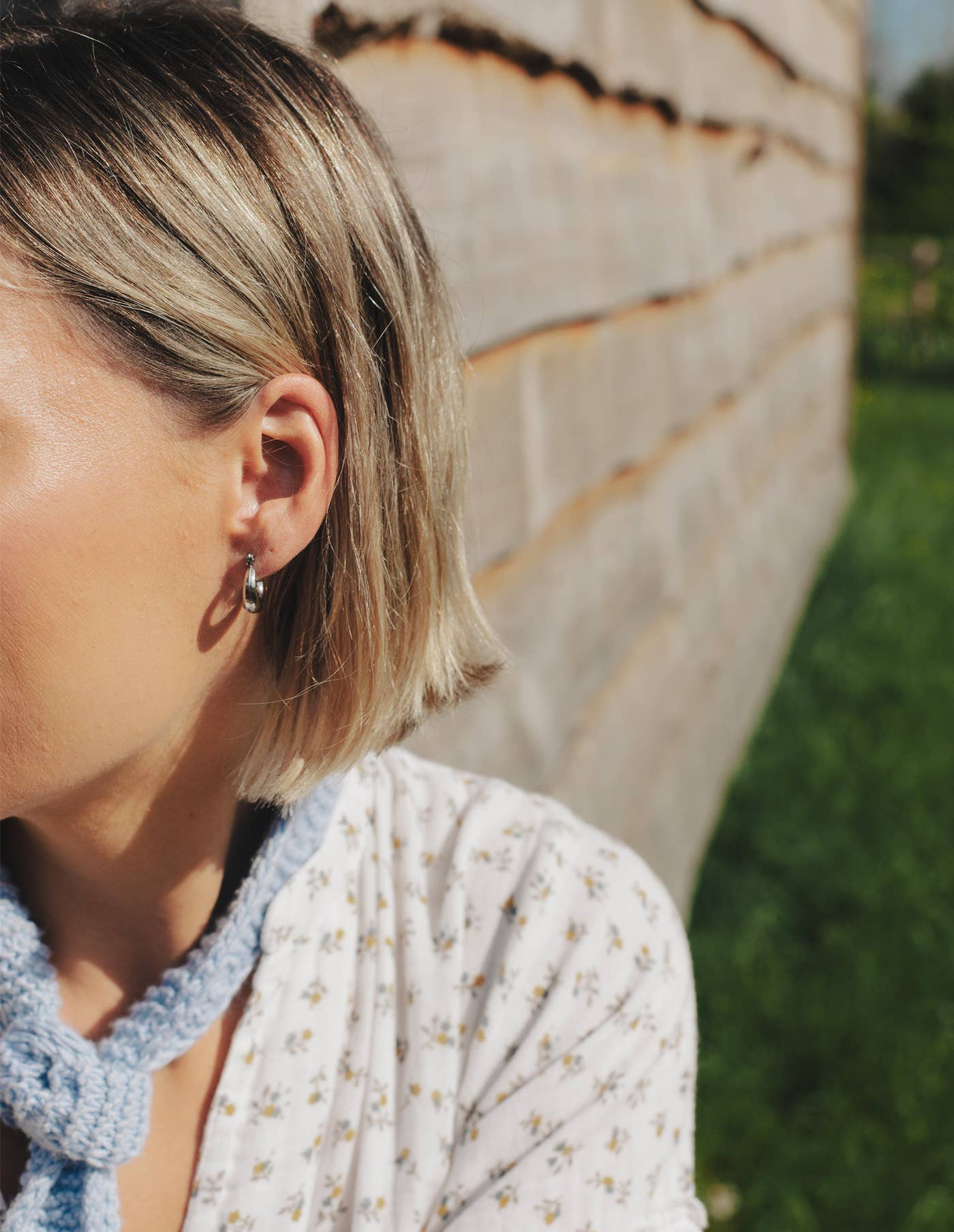 Silver Mini Crescent Hoop Earrings, Waterproof