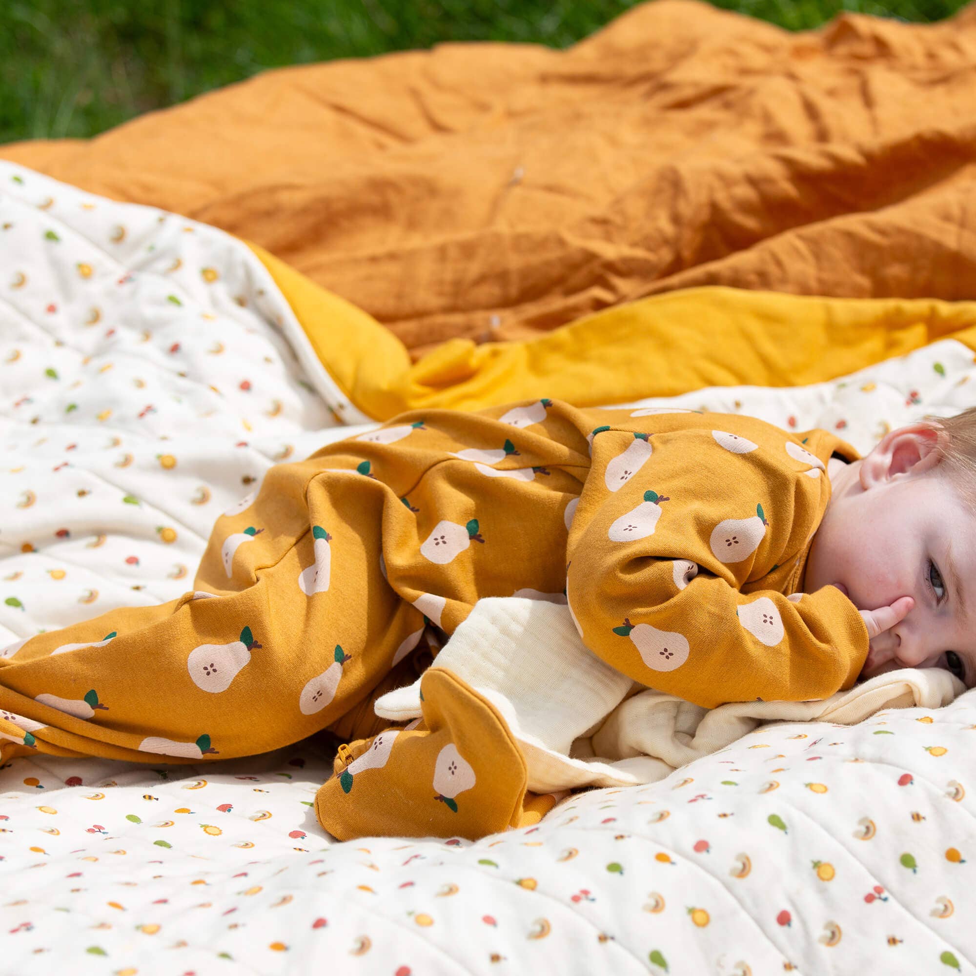 Summer Pears Zip Organic Babygrow