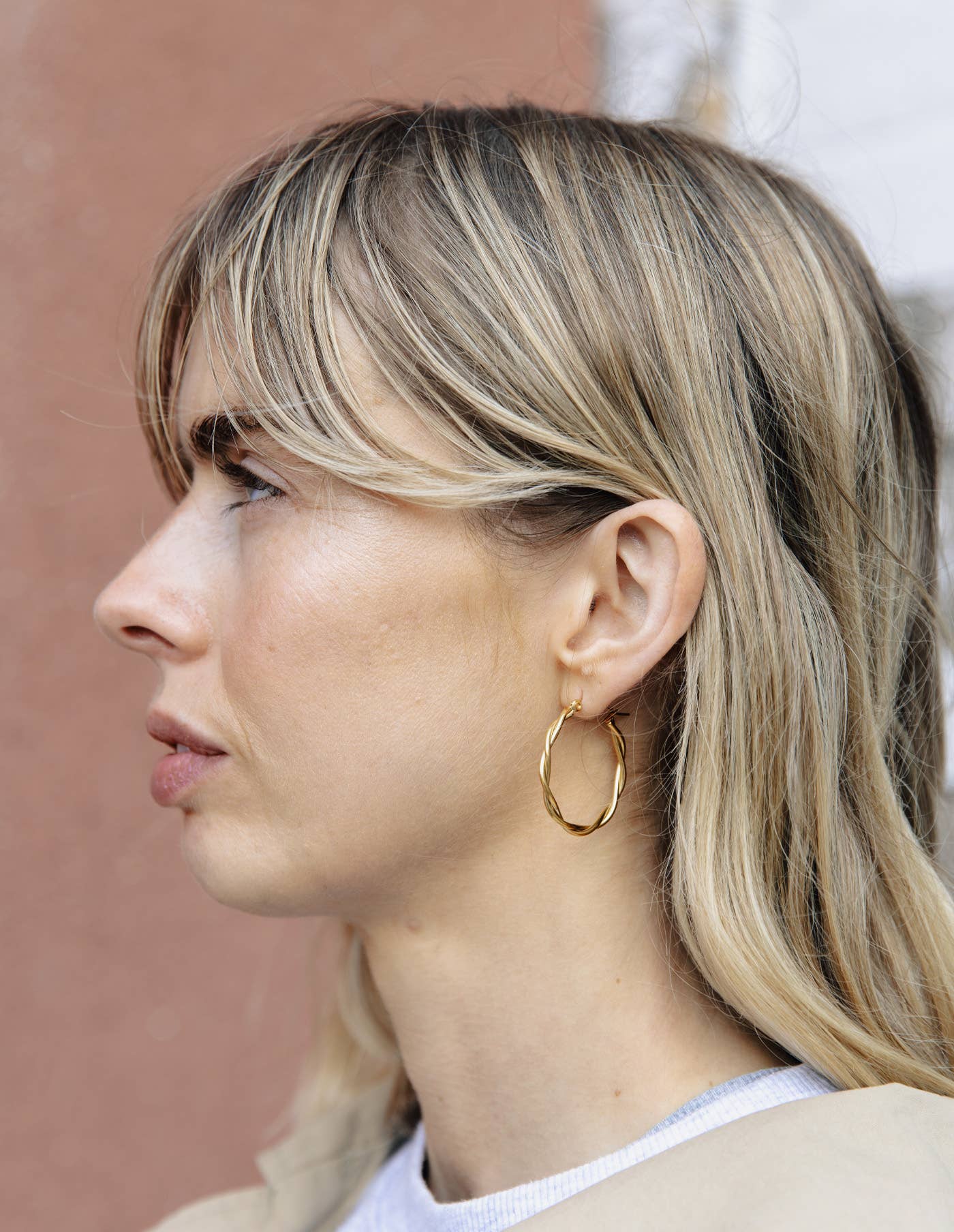 Gold Large Entwined Latch Hoop Earrings