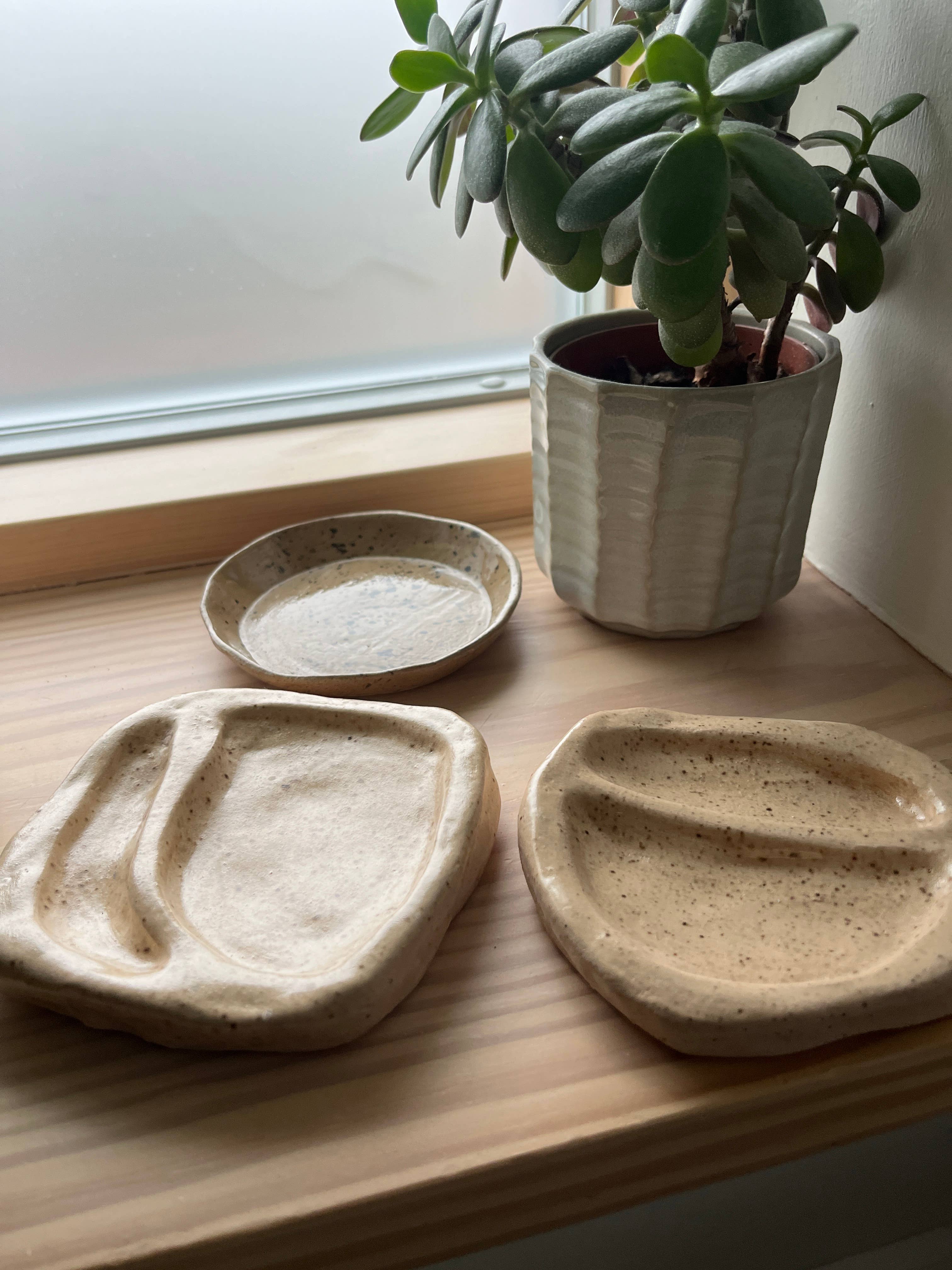 Minimial Ceramic Split Trinket Dish | Home Decor Plate