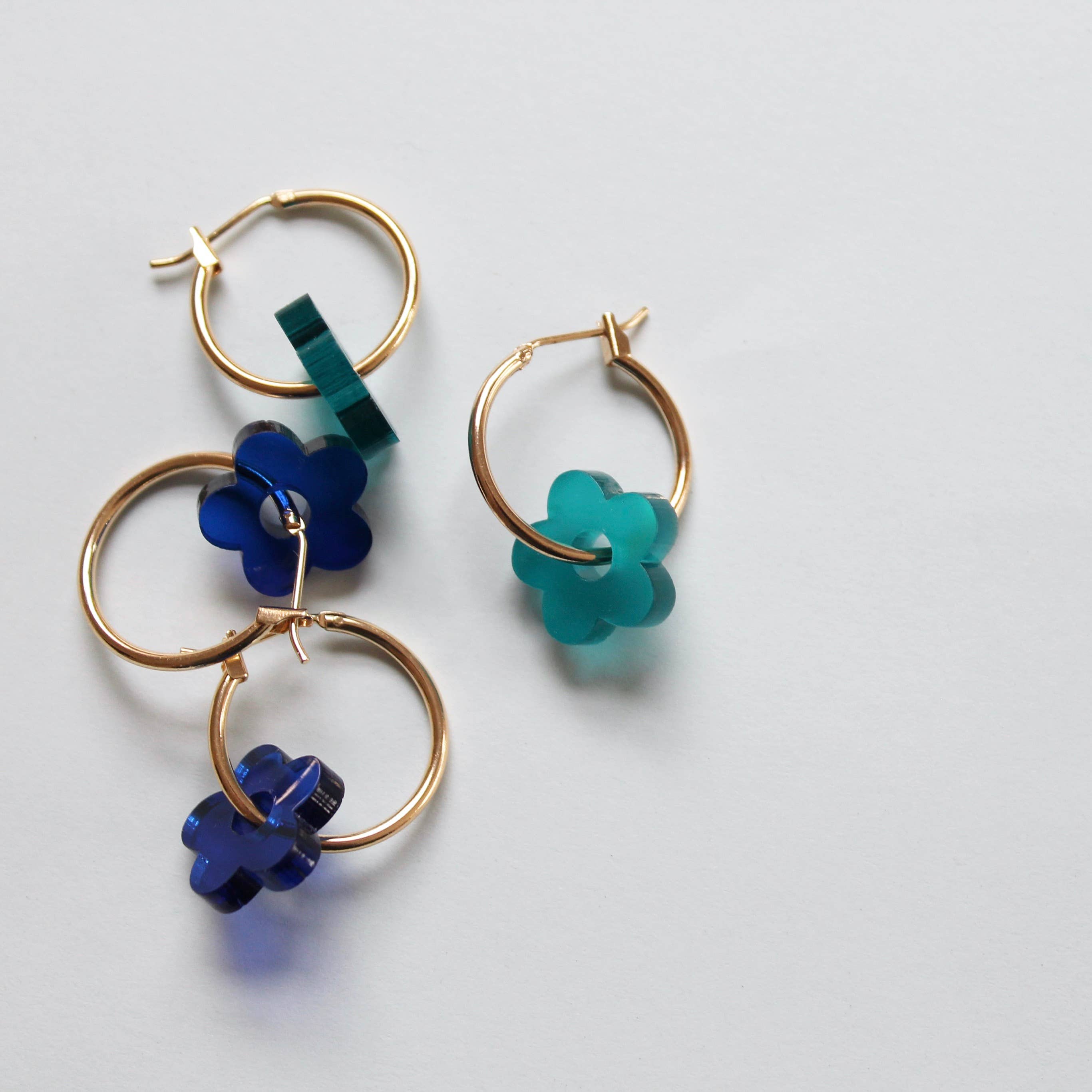 Colourful Flower Hoop Earrings