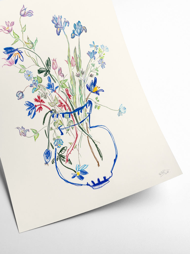 Wild Flowers Blue Poster