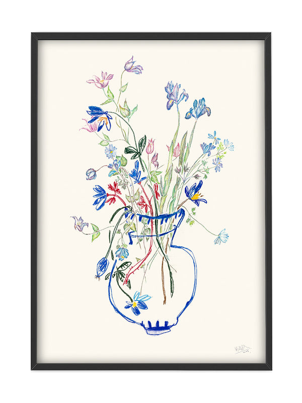 Wild Flowers Blue Poster