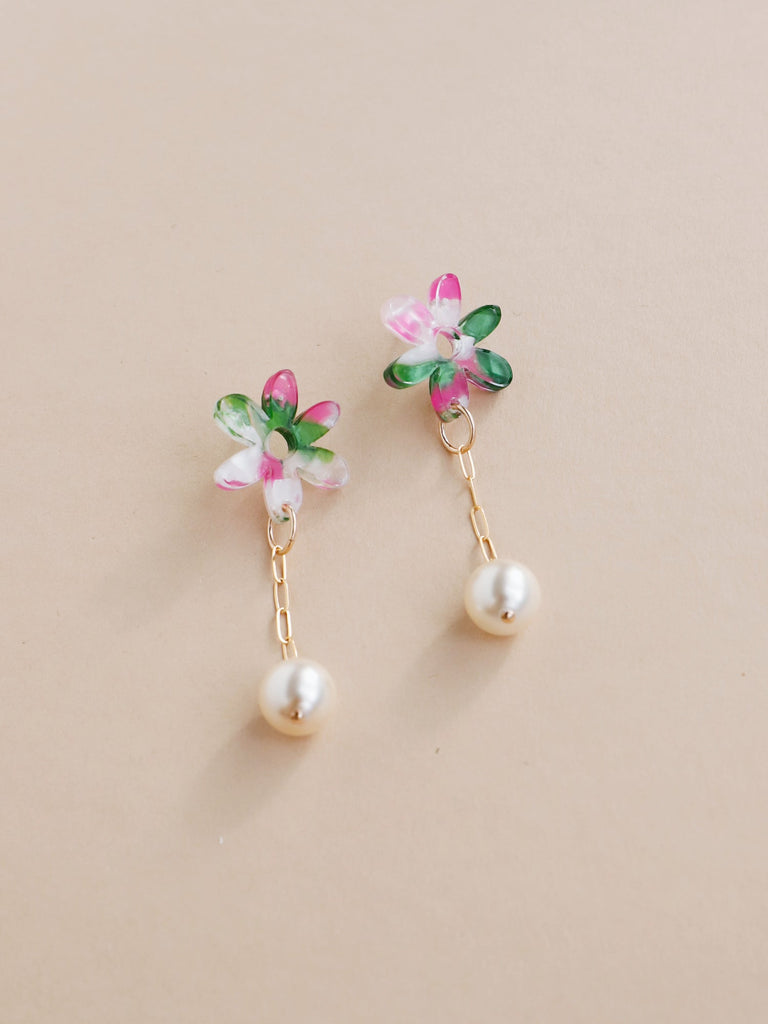 Caia Drop Studs in Water Lily