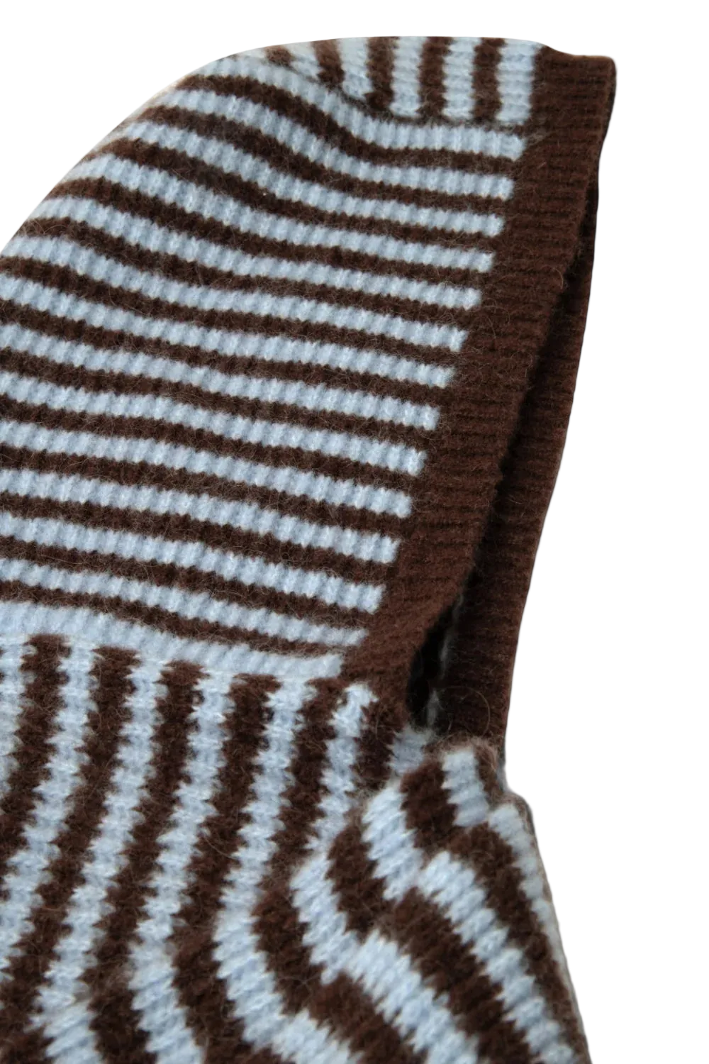 Tie Front Hood - Blue & Choc Stripe