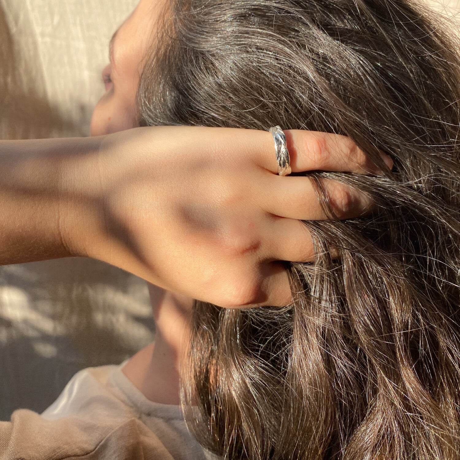 Braided Grass Ring Silver