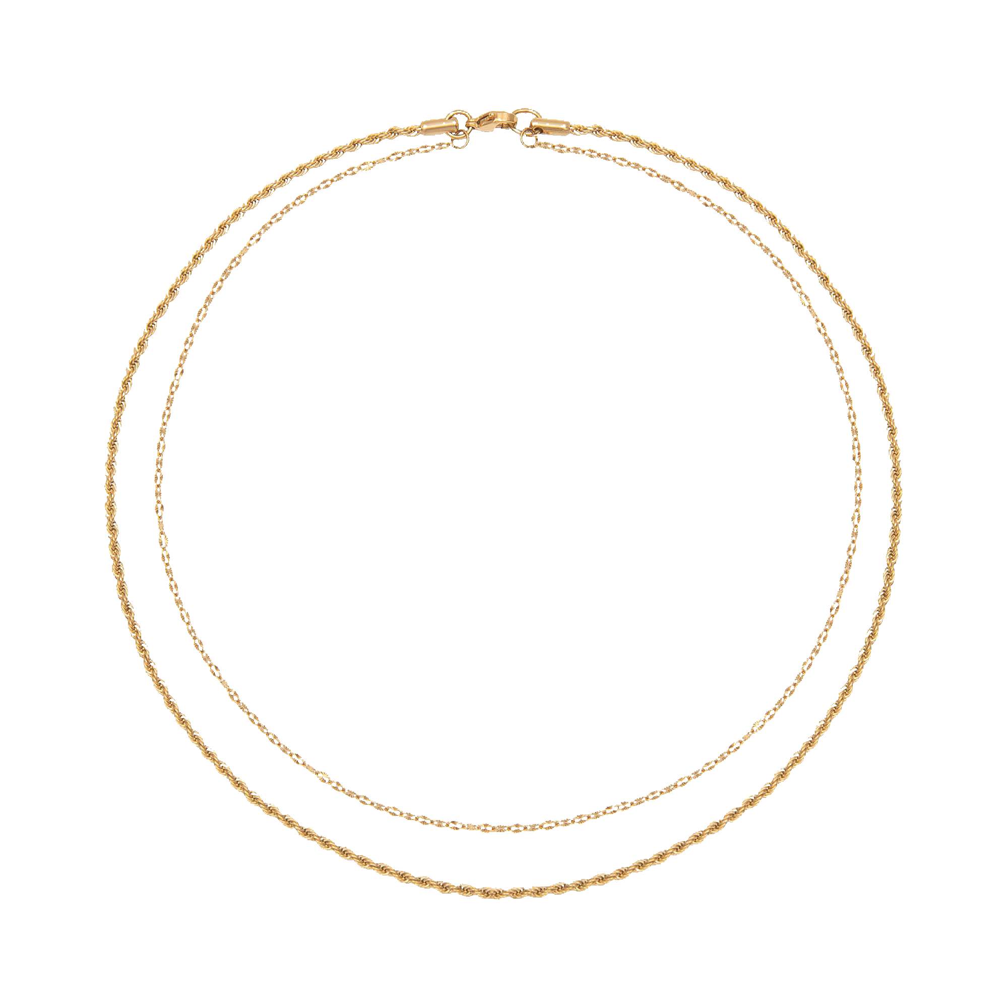 Contrast Layered Necklace - Gold
