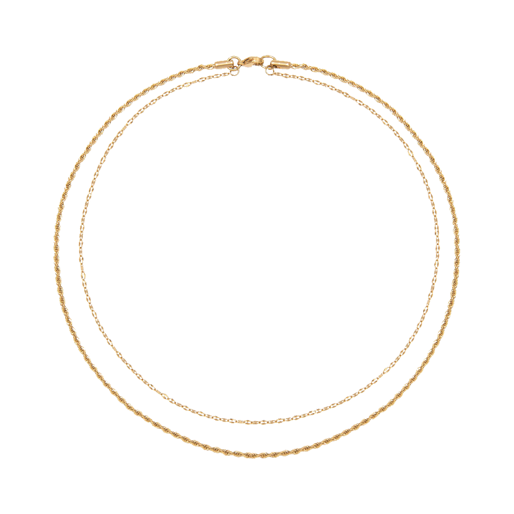 Contrast Layered Necklace - Gold