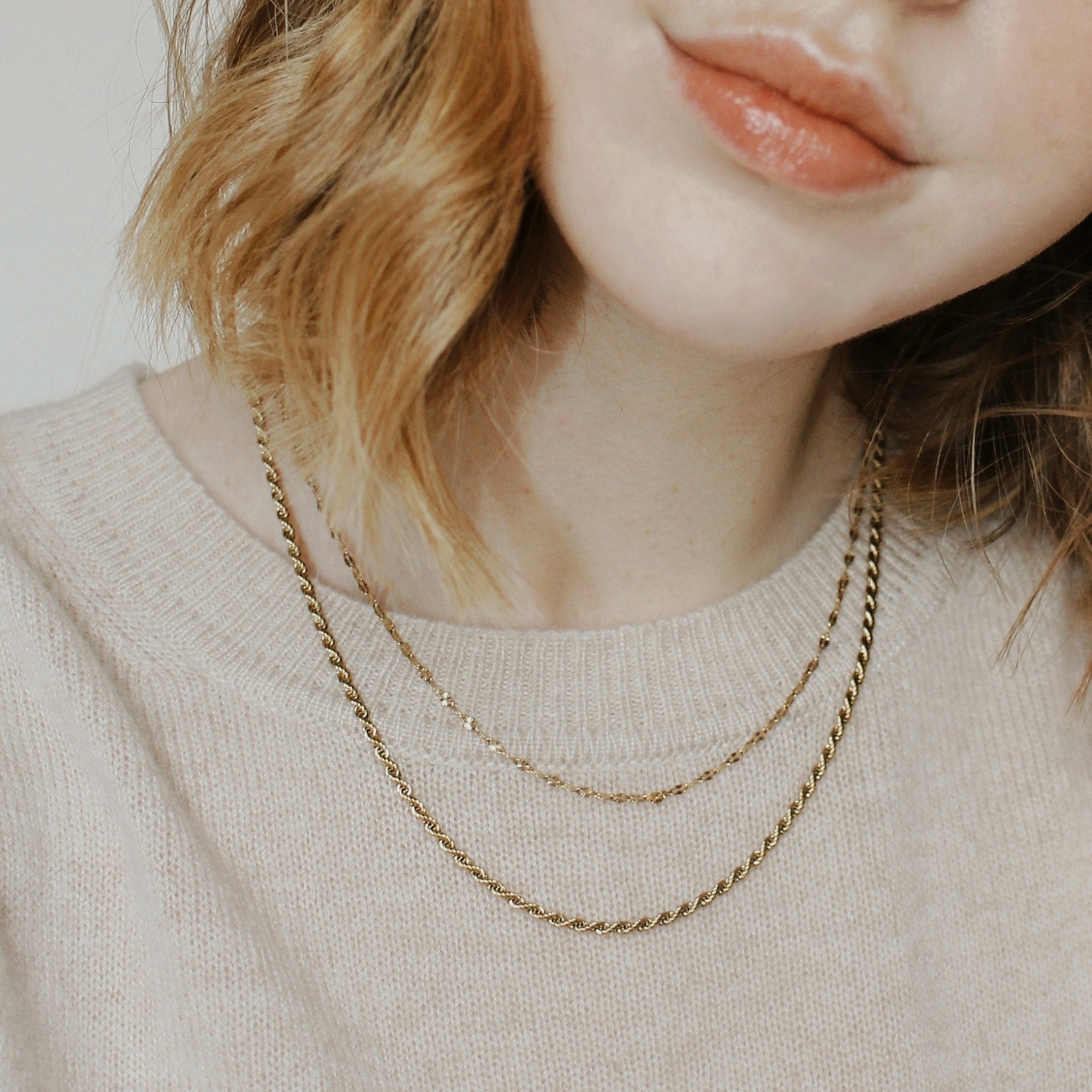 Contrast Layered Necklace - Gold
