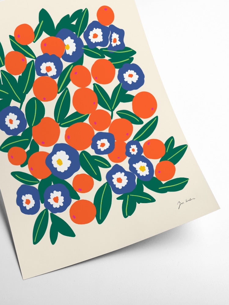 Oranges & Flowers Poster