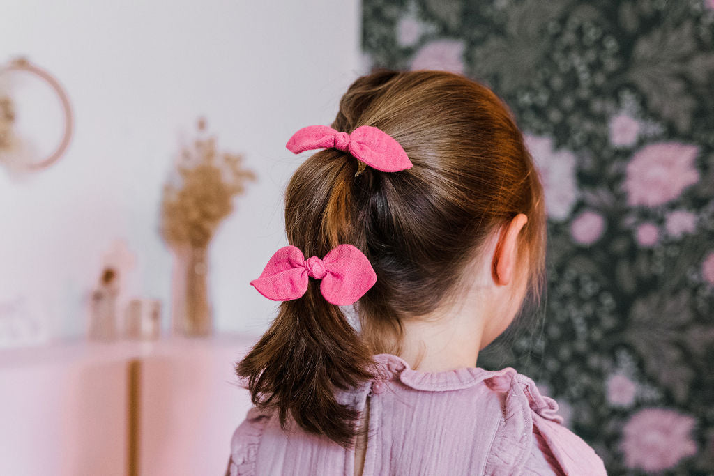Powder Pink Double Bow Hair Tie